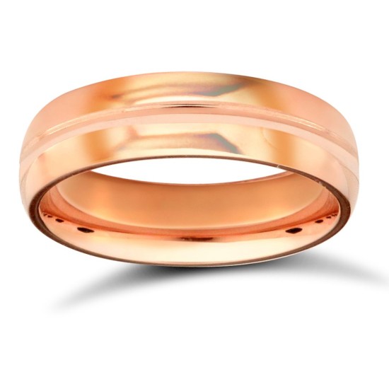 9ct Rose Gold Standard Weight Court Profile Centre Groove Wedding Ring