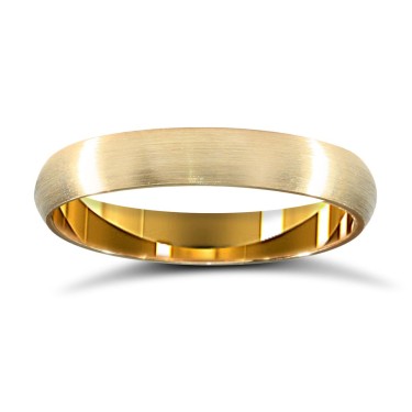 9ct Yellow Gold Standard Weight Court Profile Satin Wedding Ring 3mm