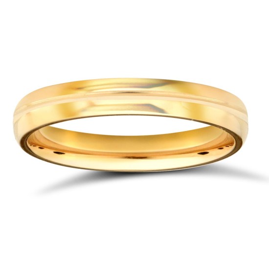 9ct Yellow Gold Standard Weight Court Profile Centre Groove Wedding Ring