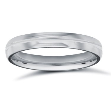 Palladium Standard Weight Court Profile Centre Groove Wedding Ring 3mm