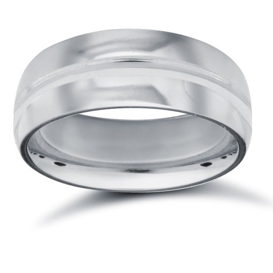 Palladium Standard Weight Court Profile Centre Groove Wedding Ring