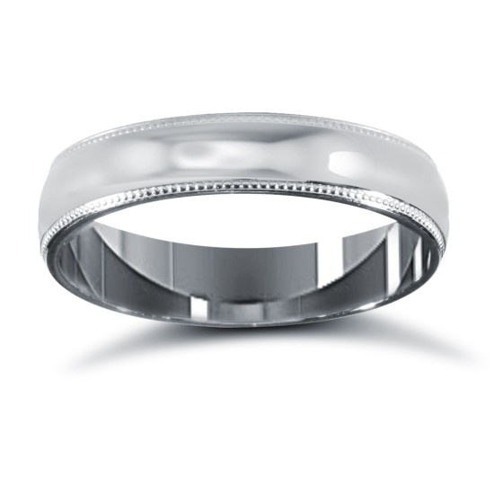 Platinum Standard Weight Court Profile Mill Grain Wedding Ring