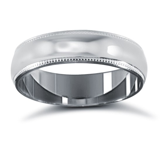 Platinum Standard Weight Court Profile Mill Grain Wedding Ring