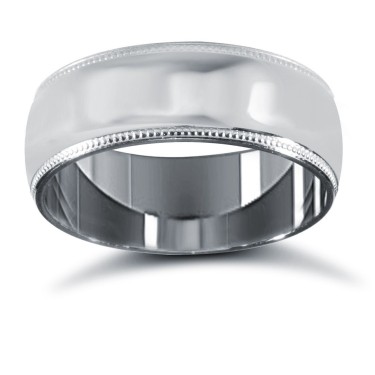 Platinum Standard Weight Court Profile Mill Grain Wedding Ring 7mm