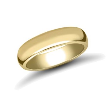 18ct Yellow Gold Standard Weight D-Shape Profile Mirror Finish Wedding Ring 5mm