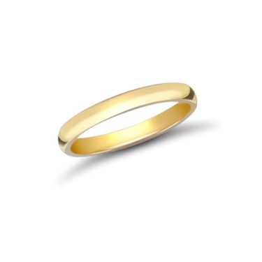 22ct Yellow Gold Standard Weight 2mm D Shaped Profile Mirror Finish Wedding Ring 2mm