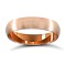 9ct Rose Gold Standard Weight D-Shape Profile Satin Wedding Ring 4mm