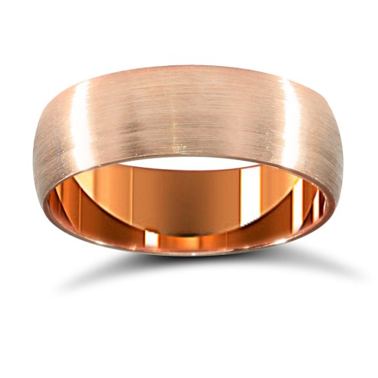 9ct Rose Gold Standard Weight D-Shape Profile Satin Wedding Ring