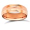 9ct Rose Gold Standard Weight D-Shape Profile Centre Groove Wedding Ring 6mm
