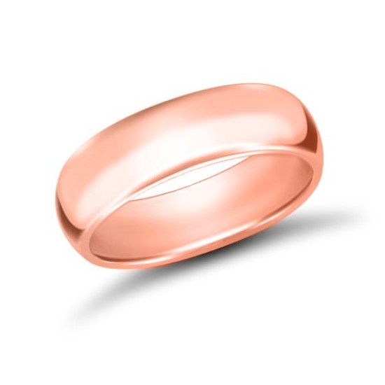 9ct Rose Gold Standard Weight D-Shape Profile Mirror Finish Wedding Ring