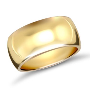 9ct Yellow Gold Standard Weight D-Shape Profile Mirror Finish Wedding Ring 12mm