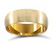 9ct Yellow Gold Standard Weight D-Shape Profile Satin Wedding Ring 6mm