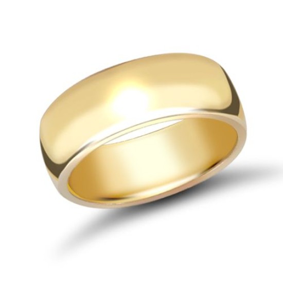 9ct Yellow Gold Standard Weight D-Shape Profile Mirror Finish Wedding Ring