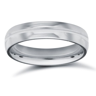 Palladium Standard Weight D-Shape Profile Centre Groove Wedding Ring 4mm