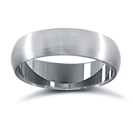 Palladium Standard Weight D-Shape Profile Satin Wedding Ring