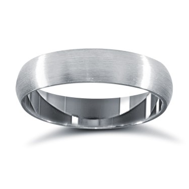 Platinum Standard Weight D-Shape Profile Satin Wedding Ring 4mm