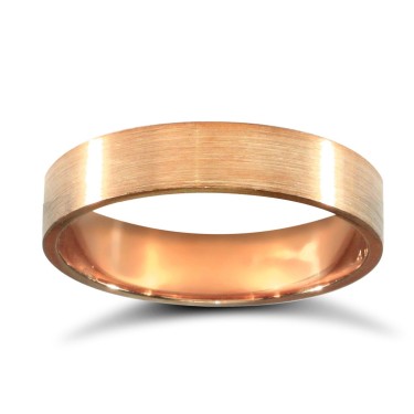 18ct Rose Gold Standard Weight Flat Court Profile Satin Wedding Ring 4mm