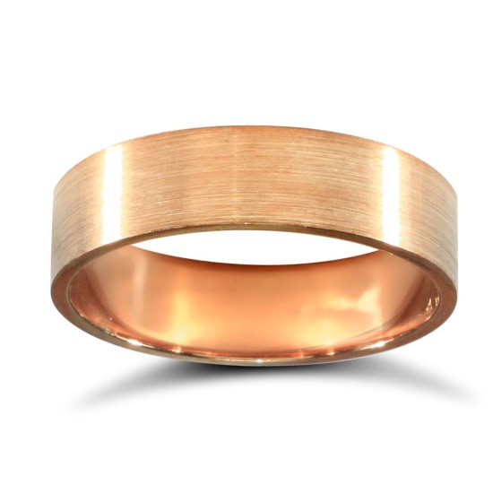 18ct Rose Gold Standard Weight Flat Court Profile Satin Wedding Ring