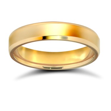18ct Yellow Gold Standard Weight Flat Court Profile Bevelled Edge Wedding Ring 4mm