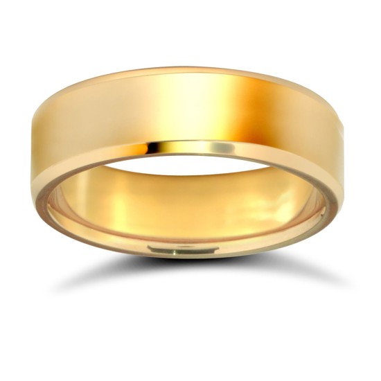 18ct Yellow Gold Standard Weight Flat Court Profile Bevelled Edge Wedding Ring