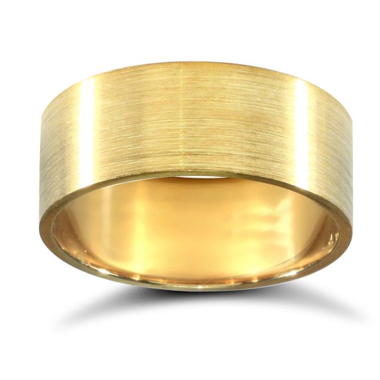 18ct Yellow Gold Standard Weight Flat Court Profile Satin Wedding Ring