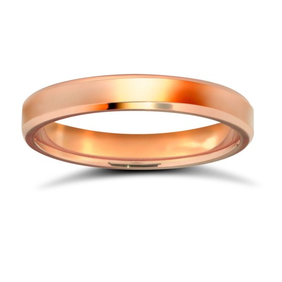 9ct Rose Gold Standard Weight Flat Court Profile Bevelled Edge Wedding Ring
