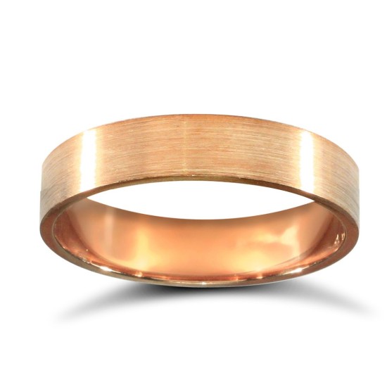 9ct Rose Gold Standard Weight Flat Court Profile Satin Wedding Ring