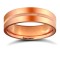 9ct Rose Gold Standard Weight Flat Court Profile Centre Groove Wedding Ring 6mm