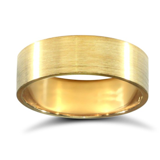 9ct Yellow Gold Standard Weight Flat Court Profile Satin Wedding Ring