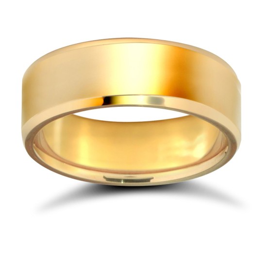 9ct Yellow Gold Standard Weight Flat Court Profile Bevelled Edge Wedding Ring