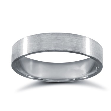 Palladium Standard Weight Flat Court Profile Satin Wedding Ring 4mm