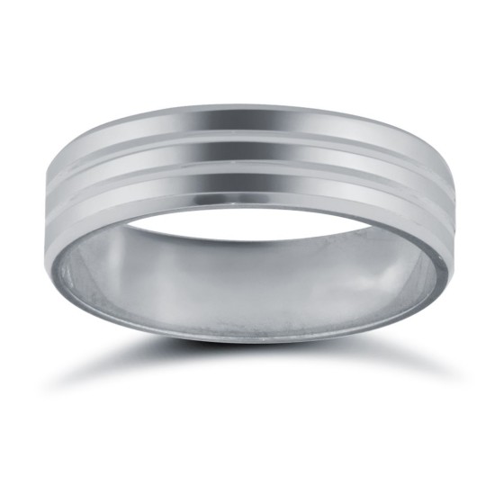 Palladium Standard Weight Flat Court Profile Double Groove Wedding Ring