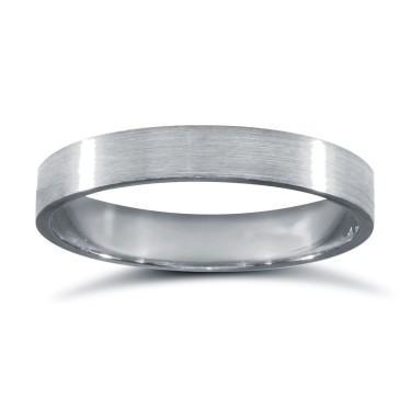 Platinum Standard Weight Flat Court Profile Satin Wedding Ring 3mm
