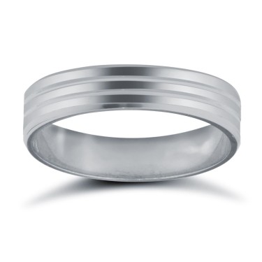 Platinum Standard Weight Flat Court Profile Double Groove Wedding Ring 4mm