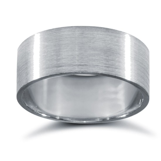 Platinum Standard Weight Flat Court Profile Satin Wedding Ring