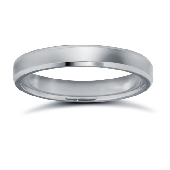 18ct White Gold Standard Weight Flat Profile Bevelled Edge Wedding Ring