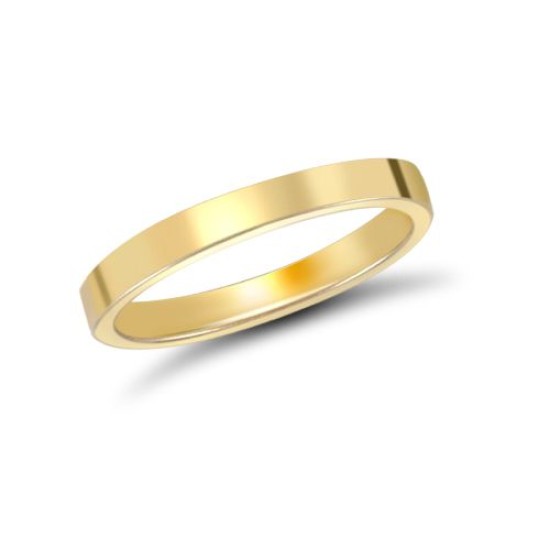 18ct Yellow Gold Standard Weight Flat Profile Mirror Finish Wedding Ring