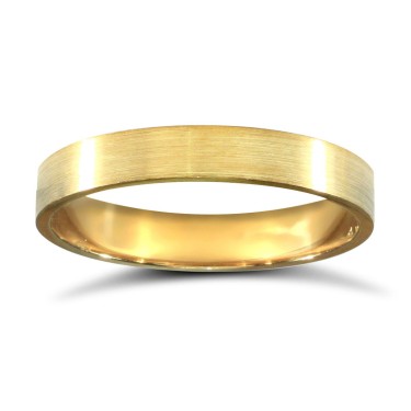 18ct Yellow Gold Standard Weight Flat Profile Satin Wedding Ring 3mm