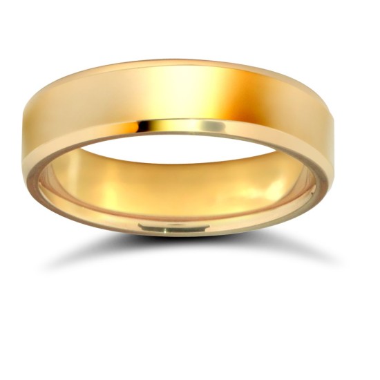 18ct Yellow Gold Standard Weight Flat Profile Bevelled Edge Wedding Ring