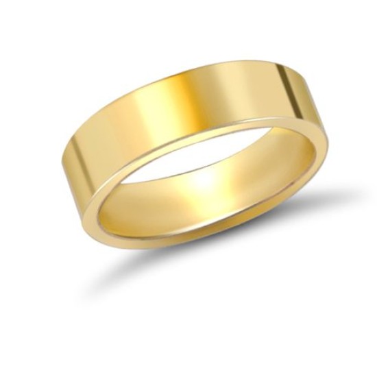 18ct Yellow Gold Standard Weight Flat Profile Mirror Finish Wedding Ring