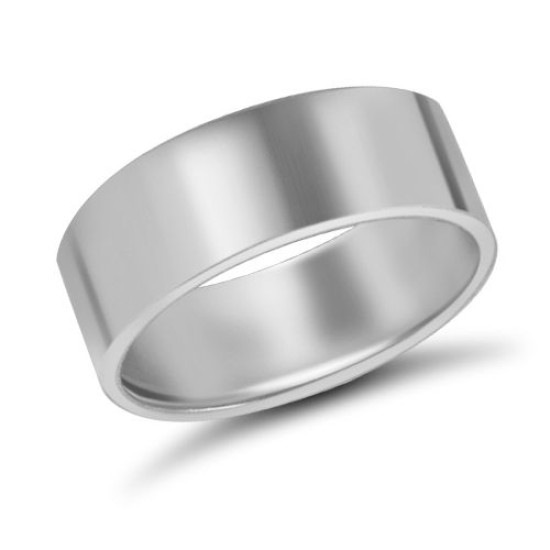 9ct White Gold Standard Weight Flat Profile Mirror Finish Wedding Ring