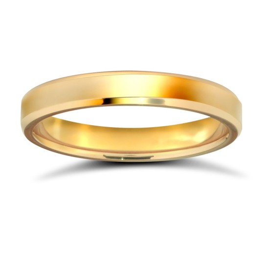 9ct Yellow Gold Standard Weight Flat Profile Bevelled Edge Wedding Ring