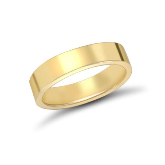 9ct Yellow Gold Standard Weight Flat Profile Mirror Finish Wedding Ring