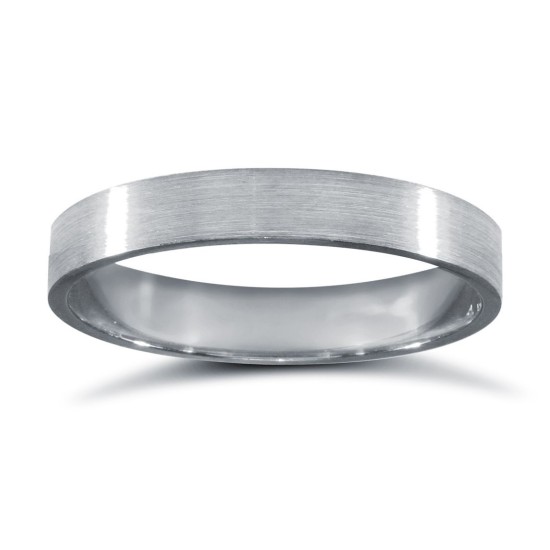 Platinum Standard Weight Flat Profile Satin Wedding Ring