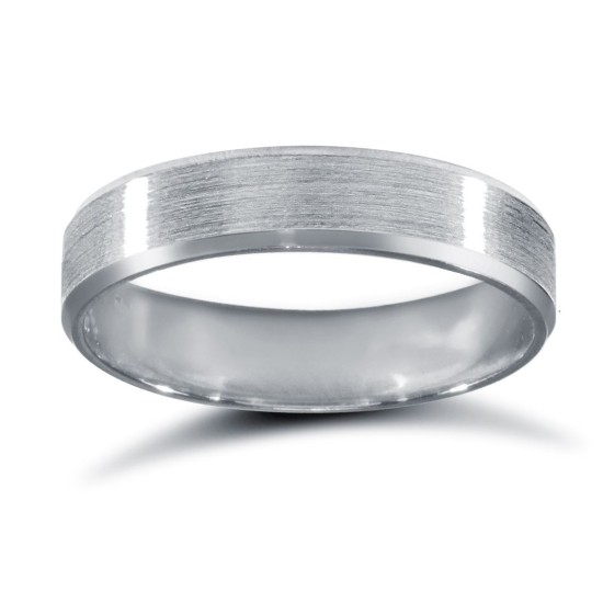 Platinum Standard Weight Flat Profile Satin and Bevelled Edge Wedding Ring