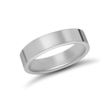Platinum Standard Weight Flat Profile Mirror Finish Wedding Ring 4mm