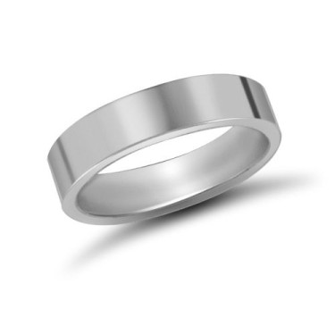 Platinum Standard Weight Flat Profile Mirror Finish Wedding Ring 5mm