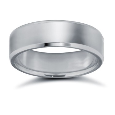 Platinum Standard Weight Flat Profile Bevelled Edge Wedding Ring 6mm