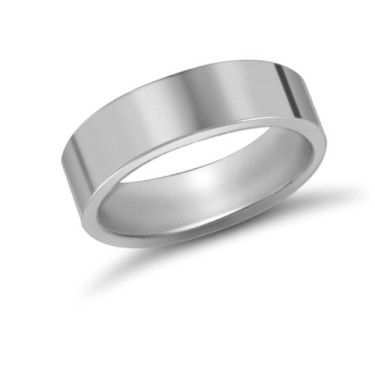 Platinum Standard Weight Flat Profile Mirror Finish Wedding Ring 6mm