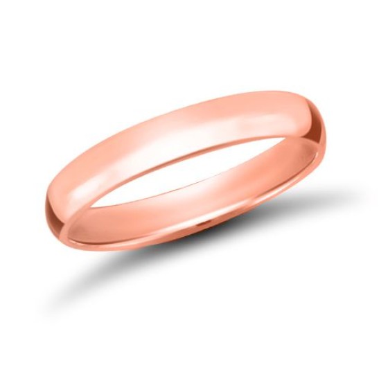 18ct Rose Gold Premium Weight D-Shape Profile Mirror Finish Wedding Ring
